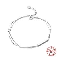 Sterling Silver Bracelets, 925 Sterling Silver, platinum plated, box chain & for woman Approx 7.8 Inch 