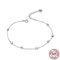 Sterling Silver Bracelets, 925 Sterling Silver, Star, platinum plated, box chain & for woman Approx 7.8 Inch 