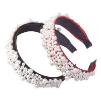 Hair Bands, Cloth, with Plastic Pearl, for woman 