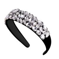 Hair Bands, Cloth, for woman & with rhinestone, black 