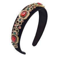 Hair Bands, Velveteen, with Zinc Alloy, for woman & with rhinestone, black 