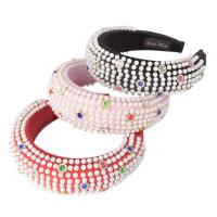 Hair Bands, Cloth, with Sponge & Plastic Pearl, for woman & with rhinestone 
