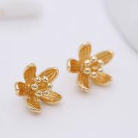 Brass Flower Pendants, gold color plated, DIY, metallic color plated 1.5mm 