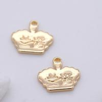 Brass Jewelry Pendants, Crown, gold color plated, DIY, metallic color plated 1mm 