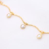 Brass Beading Chains, with Plastic Pearl, gold color plated, DIY, metallic color plated 