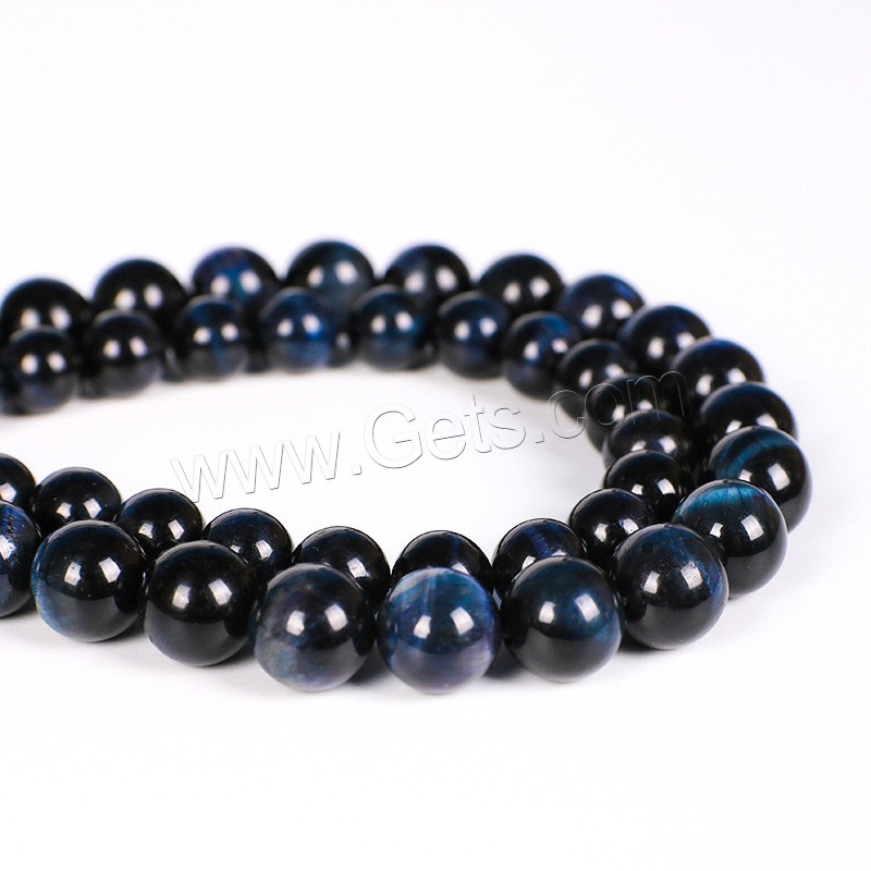 Tiger Eye Beads, Round, different size for choice, blue black, Length:Approx 15 Inch, Sold By Strand