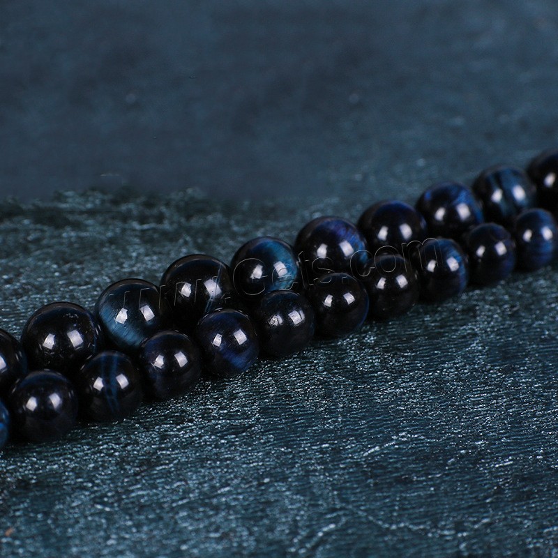Tiger Eye Beads, Round, different size for choice, blue black, Length:Approx 15 Inch, Sold By Strand