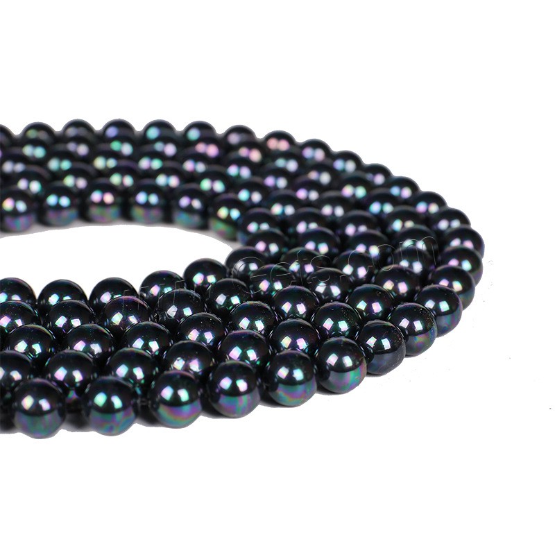 Black Shell Beads, Round, polished, different size for choice, multi-colored, Length:Approx 15 Inch, Sold By Strand