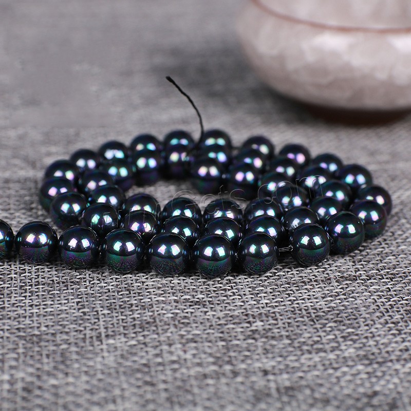 Perles de coquillage noir Lip, coquille noire, Rond, poli, normes différentes pour le choix, multicolore, Longueur:Environ 15 pouce, Vendu par brin