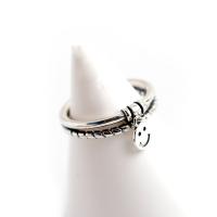 Стерлингового серебра кольцо, 925 пробы, Улыбаясь лицо, плакированный цветом под старое серебро, регулируемый & Женский, 5.7mm, размер:6-7, продается PC