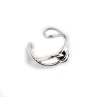 Sterling Silver Finger Ring, 925 Sterling Silver, silver color plated, Unisex & adjustable & blacken, 17mm, 8.5mm, US Ring .5 