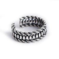 Стерлингового серебра кольцо, 925 пробы, Геометрический узор, плакированный цветом под старое серебро, регулируемый & Женский & отверстие, 7.57mm, размер:6-7, продается PC
