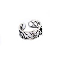 Sterling Silver Finger Ring, 925 Sterling Silver, Rhombus, antique silver color plated, for woman & with rhinestone & hollow, 17mm, 7.82mm, US Ring .5 