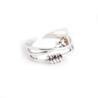 Стерлингового серебра кольцо, 925 пробы, Геометрический узор, покрытый платиной, пересекать & многослойный & Мужская & отверстие, 9.2mm, размер:6-7, продается PC