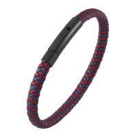 PU Leather Cord Bracelets, Stainless Steel, with Microfiber PU, Unisex, red 