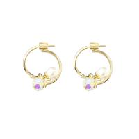 Plastic Pearl Zinc Alloy Earring, with Plastic Pearl, plated, fashion jewelry & for woman, nickel, lead & cadmium free, 30mm 