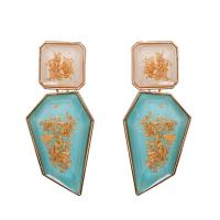 Acrylic Drop Earring, with Zinc Alloy, zinc alloy post pin, Geometrical Pattern, gold color plated, for woman 
