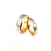 Stainless Steel Finger Ring, plated & with letter pattern & for couple 