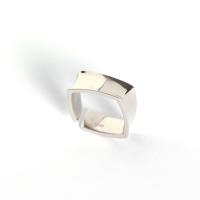 Стерлингового серебра кольцо, 925 пробы, Площади, покрытый платиной, Мужская & регулируемый, размер:6-7, продается PC