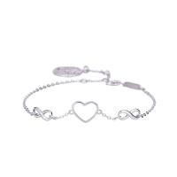 Sterling Silver Bracelets, 925 Sterling Silver, Heart, platinum plated, oval chain & for woman & hollow Approx 8.66 Inch 