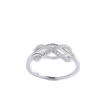 Sterling Silver Finger Ring, 925 Sterling Silver, Number 8, platinum plated & for woman & with rhinestone & hollow US Ring 