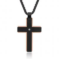 Stainless Steel Cross Pendants, plated, fashion jewelry & for man, black 