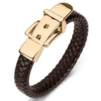 ПУ шнур браслеты, нержавеющая сталь, с Искусственная кожа, ювелирные изделия моды, коричневый, продается PC