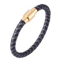ПУ шнур браслеты, нержавеющая сталь, с Микрофибра PU, Мужская, голубой, продается PC