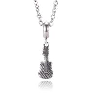 Stainless Steel Jewelry Necklace, Guitar, Unisex, silver color, 600mm 
