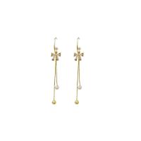 Plastic Pearl Zinc Alloy Earring, with Plastic Pearl, plated, fashion jewelry & for woman, nickel, lead & cadmium free, 93mm 
