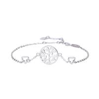 Sterling Silver Bracelets, 925 Sterling Silver, Tree, platinum plated, oval chain & for woman & hollow Approx 8.85 Inch 