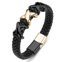 ПУ шнур браслеты, титан, с Искусственная кожа, Мужская, черный, продается PC