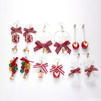 Christmas Earrings, Zinc Alloy, with Cloth, plated, fashion jewelry & for woman nickel, lead & cadmium free 