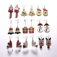 Christmas Earrings, Felt, with Zinc Alloy, plated, fashion jewelry & for woman 