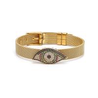 Stainless Steel Mesh Belt Buckle Bracelet, gold color plated, Unisex & with rhinestone, metallic color plated 15mm Approx 9 Inch 