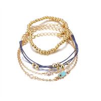 Zinc Alloy Bracelet Set, bracelet, with Cubic Zirconia, fashion jewelry, golden 