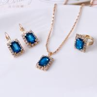 Fashion Zinc Alloy Jewelry Sets, finger ring & earring & necklace, with Crystal, fashion jewelry 43CM+5CM 