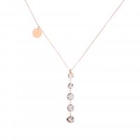 Титан ожерелье ювелирных изделий, титан, с 2inch наполнитель цепи, плакированный цветом розового золота, Овальный цепь & Женский & со стразами, длина:Приблизительно 15 дюймовый, продается Strand