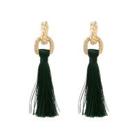 Fashion Tassel Earring, Zinc Alloy, with Polyester, zinc alloy post pin, Leaf, gold color plated, fashion jewelry & dyed & for woman 