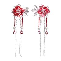 Zinc Alloy Alligator Hair Clip, plated, fashion jewelry & for woman & with rhinestone, red 