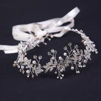 Bridal Hair Band, Zinc Alloy, with Glass Pearl, fashion jewelry & for woman & with rhinestone, white 