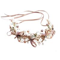 Bridal Hair Band, Zinc Alloy, with Glass Pearl, plated, vintage & fashion jewelry & for woman & with rhinestone, 260mm 