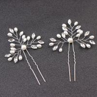 Hair Stick, Zinc Alloy, plated, fashion jewelry & for woman & with rhinestone, white 