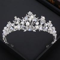 Zinc Alloy Hair Band, with Glass Pearl, plated, for woman & with rhinestone 