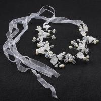 Bridal Hair Band, Zinc Alloy, with Crystal & Glass Pearl, silver color plated, for woman & frosted, 320mm 