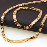 Conjuntos de joyería de acero inoxidable, pulsera & collar, para hombre, dorado, 6*550mm,6*220mm, Vendido por Set