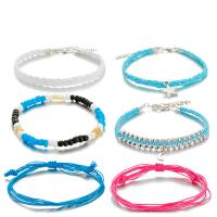 Fashion Create Wax Cord Bracelets, bracelet, with Seedbead, 6 pieces & fashion jewelry & for woman, 18cm,19cm,23cm 