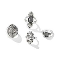 Zinc Set anillo de aleación, aleación de zinc, anillo de dedo, chapado, 4 piezas & Joyería & unisexo & con diamantes de imitación, libre de níquel, plomo & cadmio, 2x2.5cm,2x3cm,2x2cm,2x.8cm, Vendido por Set