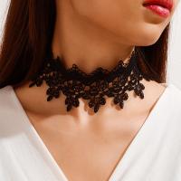 Fashion Choker Necklace, Lace, with Zinc Alloy, fashion jewelry & for woman 