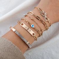 Zinc Alloy Rhinestone Bracelets, bangle & bracelet, plated, 6 pieces & fashion jewelry & for woman & with rhinestone, nickel, lead & cadmium free 